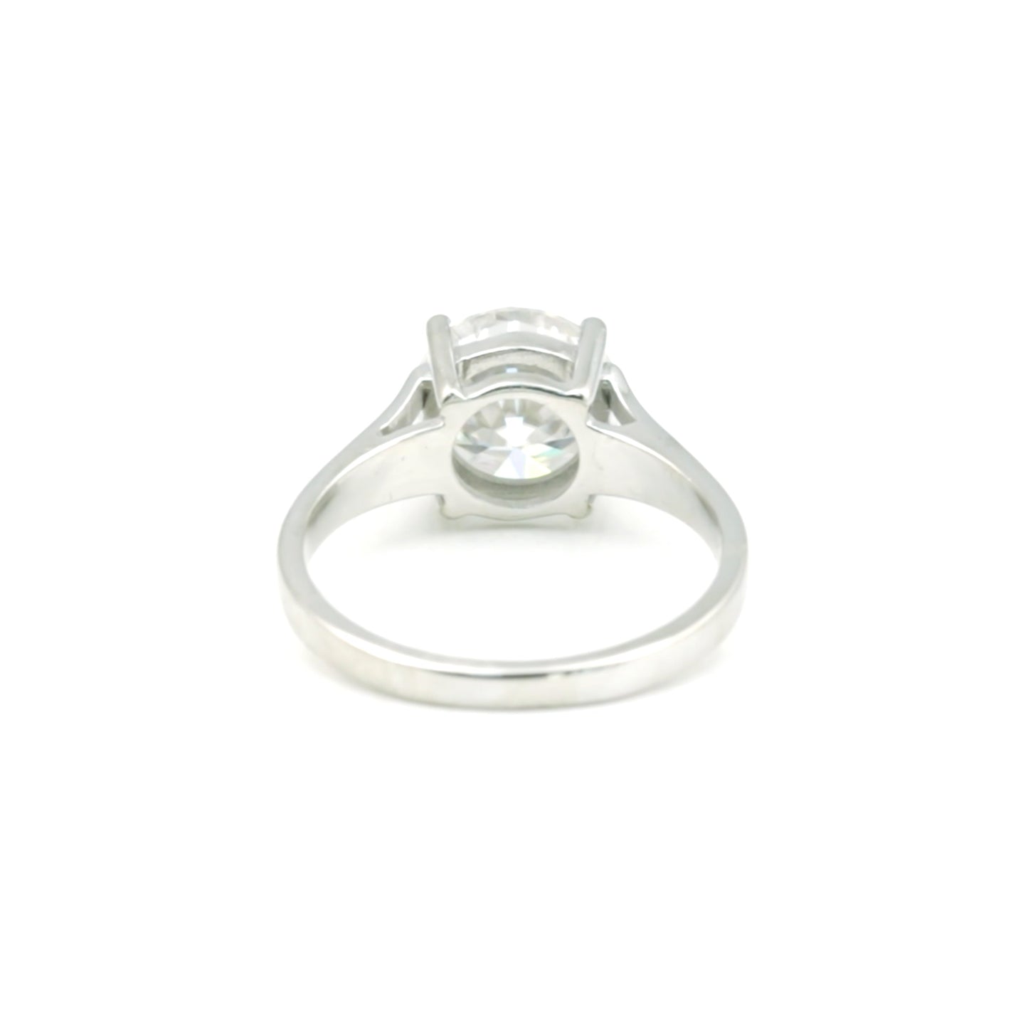 3 ct DEW Round Cut White Moissanite Solitaire Ring In Gold Vermeil Certified