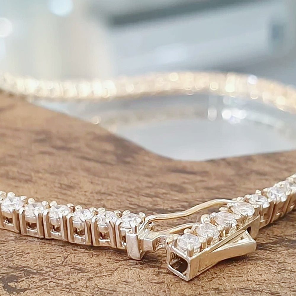 5.00Ct Certified Natural GH/VS Diamond Tennis Bracelet 14k Gold Birthday Gift