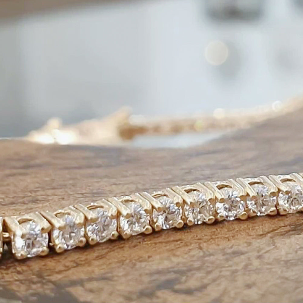 5.00Ct Certified Natural GH/VS Diamond Tennis Bracelet 14k Gold Birthday Gift