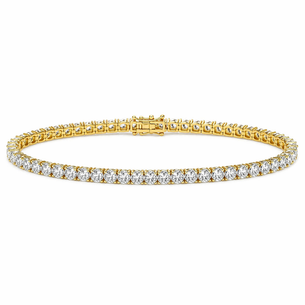 GH/VS Certified 6Ct Round Cut Sparkling Natural Diamond 14k Gold Tennis Bracelet