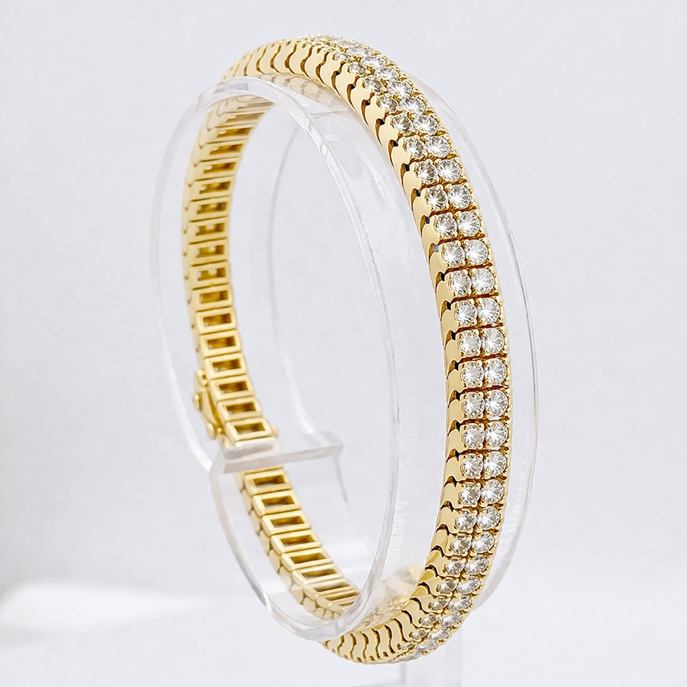 (GH/SI-I2) 8Ct Natural Diamond Double Row Tennis Bracelet 14k Yellow Gold Unisex