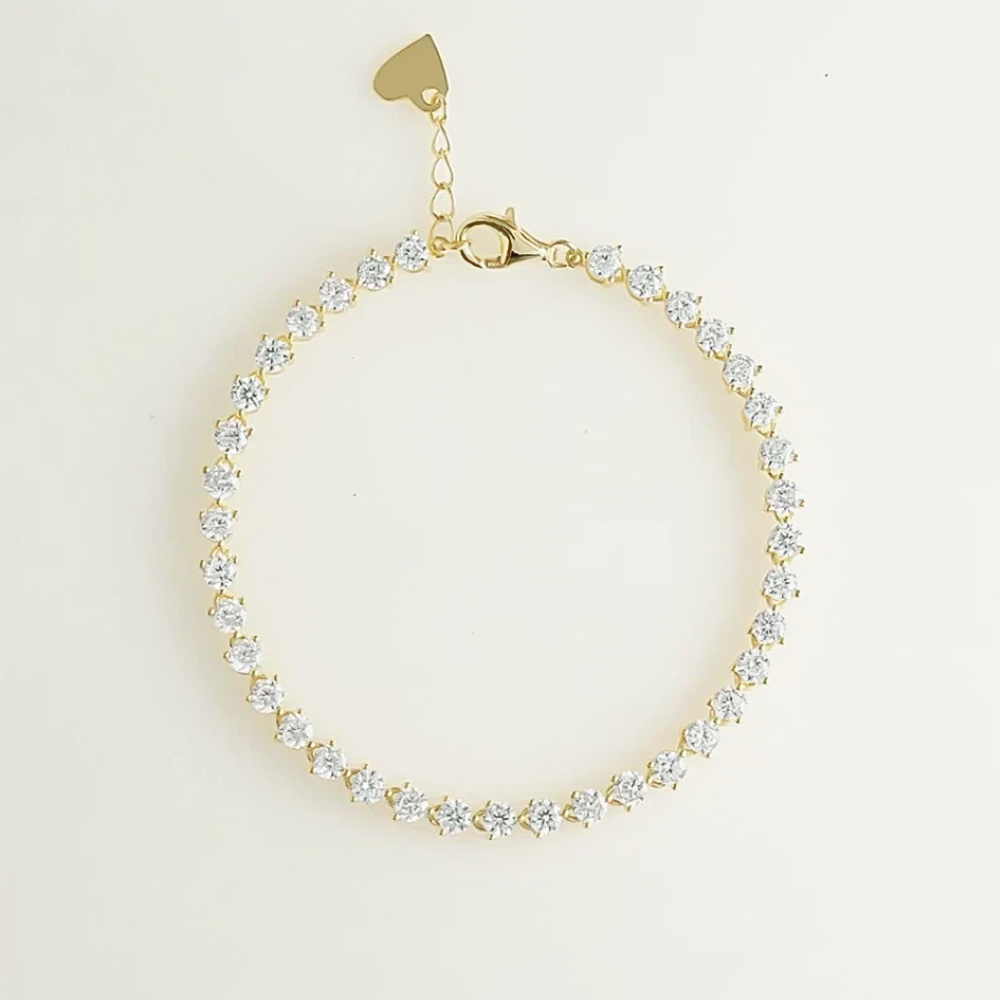 Valentine Special 3Ct Round IGI Natural Diamond Tennis Bracelet 14k Yellow Gold - Image 4 - GEMHUB