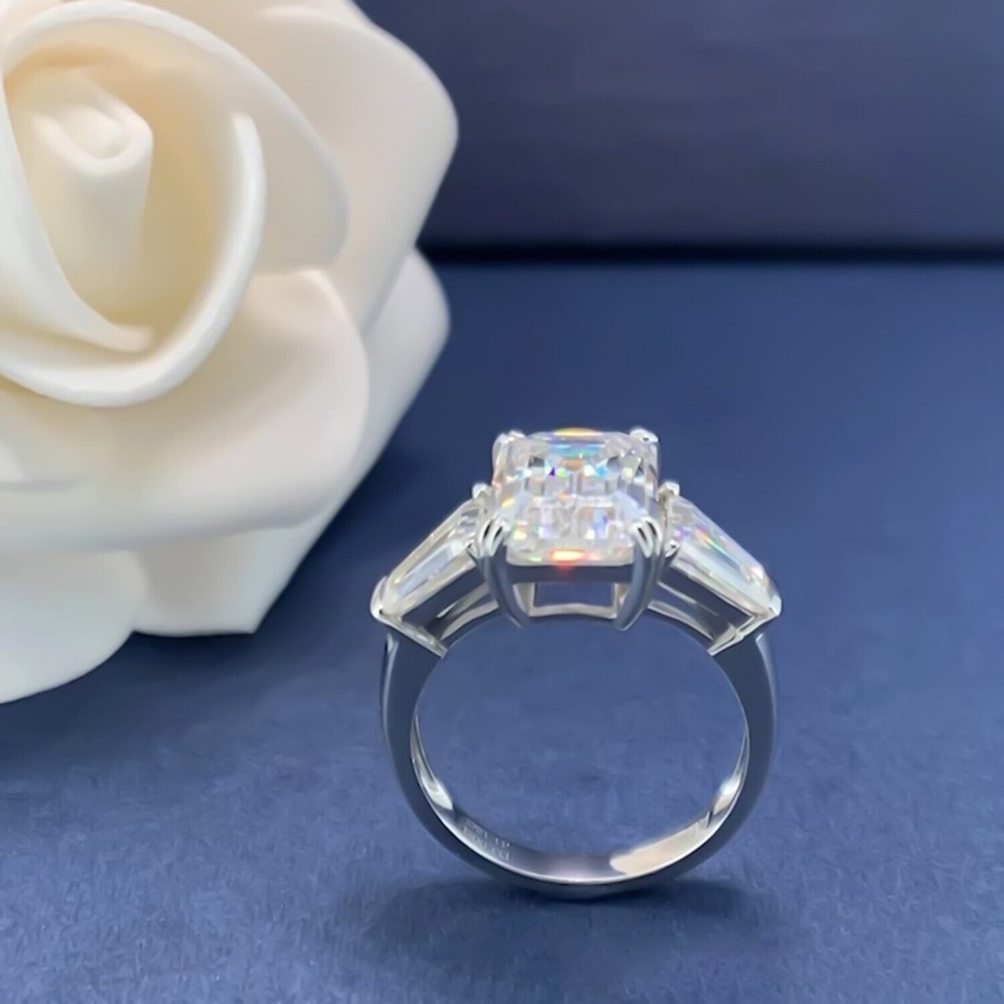 9.40 Ct Treated Off White Moissanite Ring in Birthday Gift for Her 18K Gold Plated 18K Gold Plated