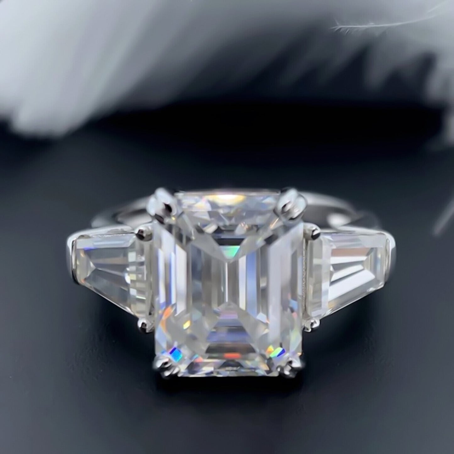9.40 Ct Treated Off White Moissanite Ring in Birthday Gift for Her 18K Gold Plated 18K Gold Plated