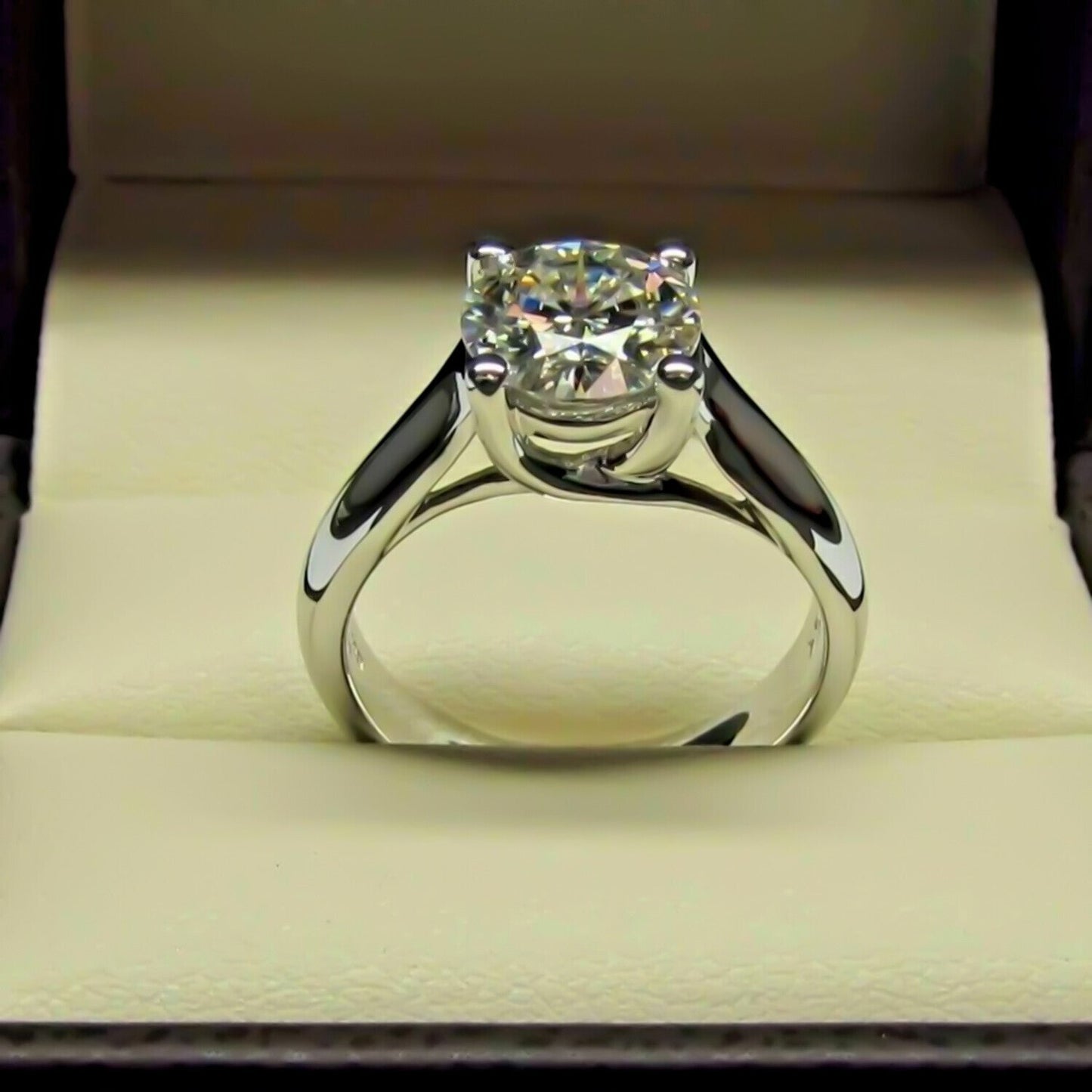 3.30 Ct Round Cut White Moissanite Halo Ring in Gift for Engagement 18K Gold Plated