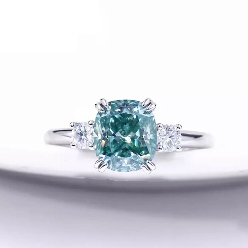 3.20 Ct Round Blue Moissanite Solitaire Ring in – Bridal Jewellery 18K Gold Plated Ve 18K Gold Plated