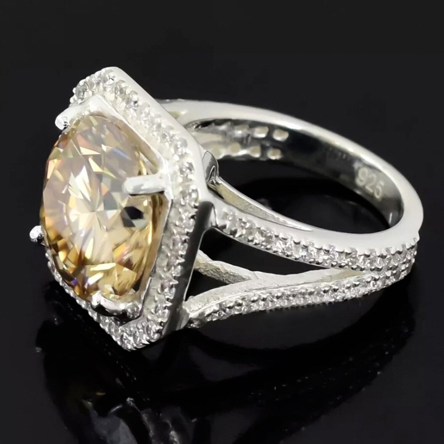 8.60 Ct Champagne Moissanite Men's Ring in – July Anniversary Gift 18K Gold Plated 18K Gold Plated