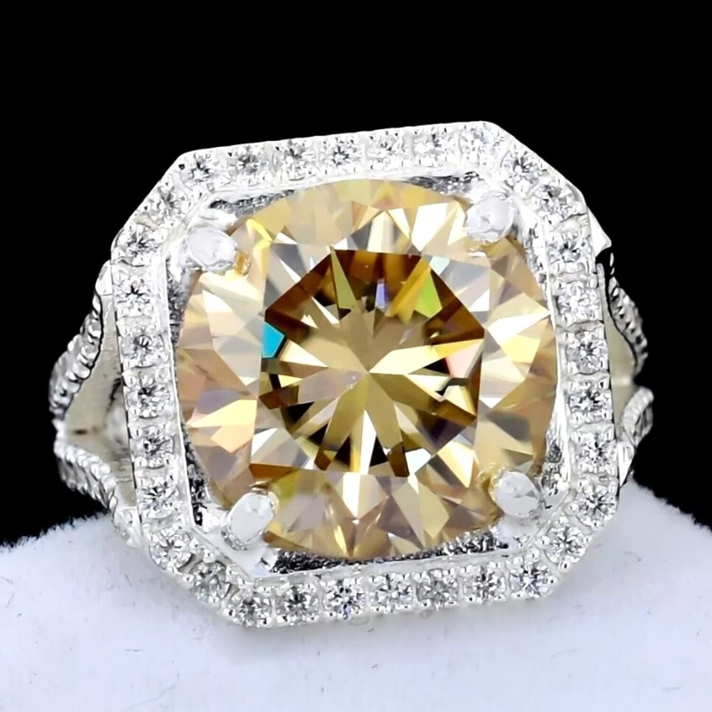 8.60 Ct Champagne Moissanite Men's Ring in – July Anniversary Gift 18K Gold Plated 18K Gold Plated