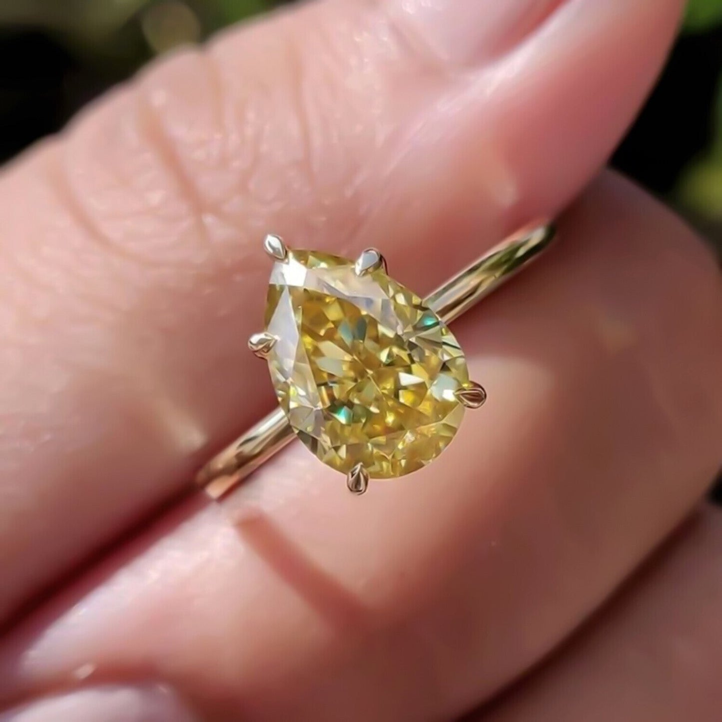 6.50 Ct Champagne Treated Moissanite Solitaire Ring Gift for Wife 18K Gold Plated V 18K Gold Plated