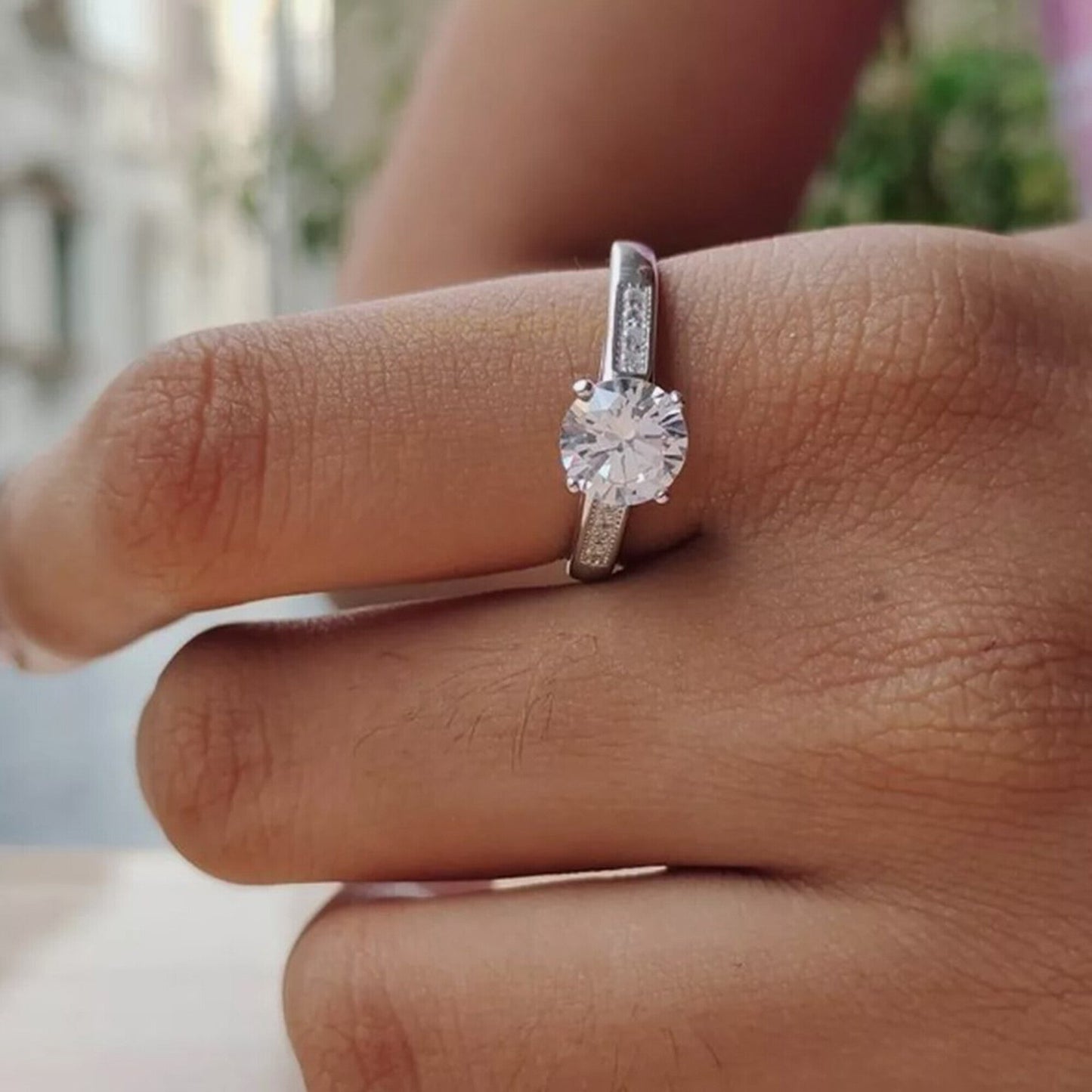 2.25 Ct White Moissanite Certified Ring – Engagement Gift for Her 18K Gold Plated V 18K Gold Plated