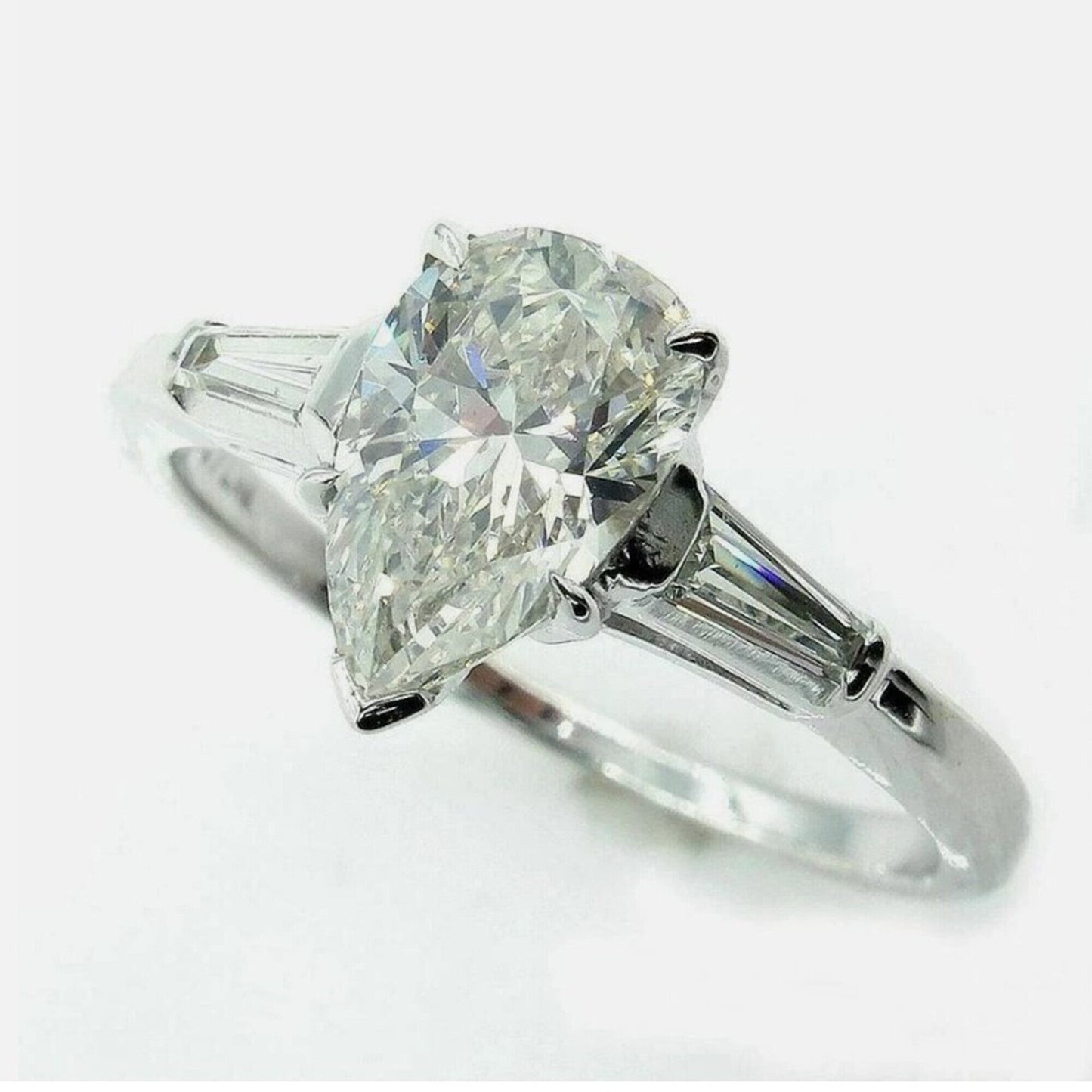4.00 Ct Certified White Pear Moissanite Ring – Wedding Gift Special 18K Gold Plated