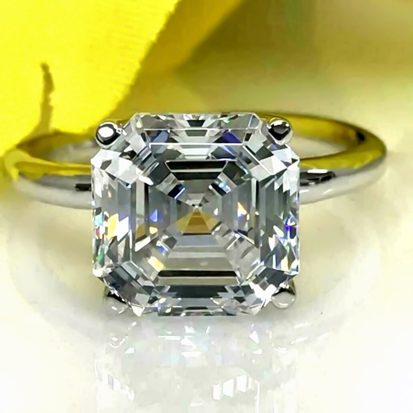 3.60 Ct Solitaire Moissanite Ring Elegant Gift for Wife or Anniversary 18K Gold Pla 18K Gold Plated
