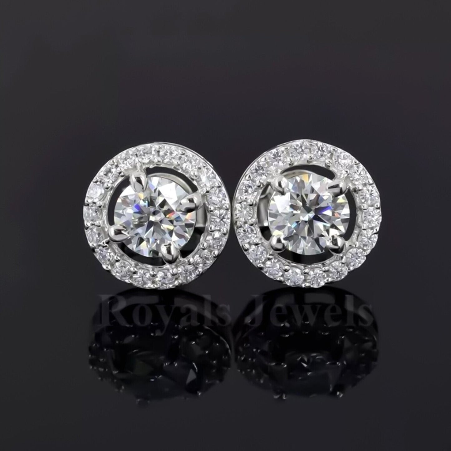 3.60 Ct Gorgeous Certified White Moissanite Solitaire Studs In 18K Gold Plated Verm 18K Gold Plated