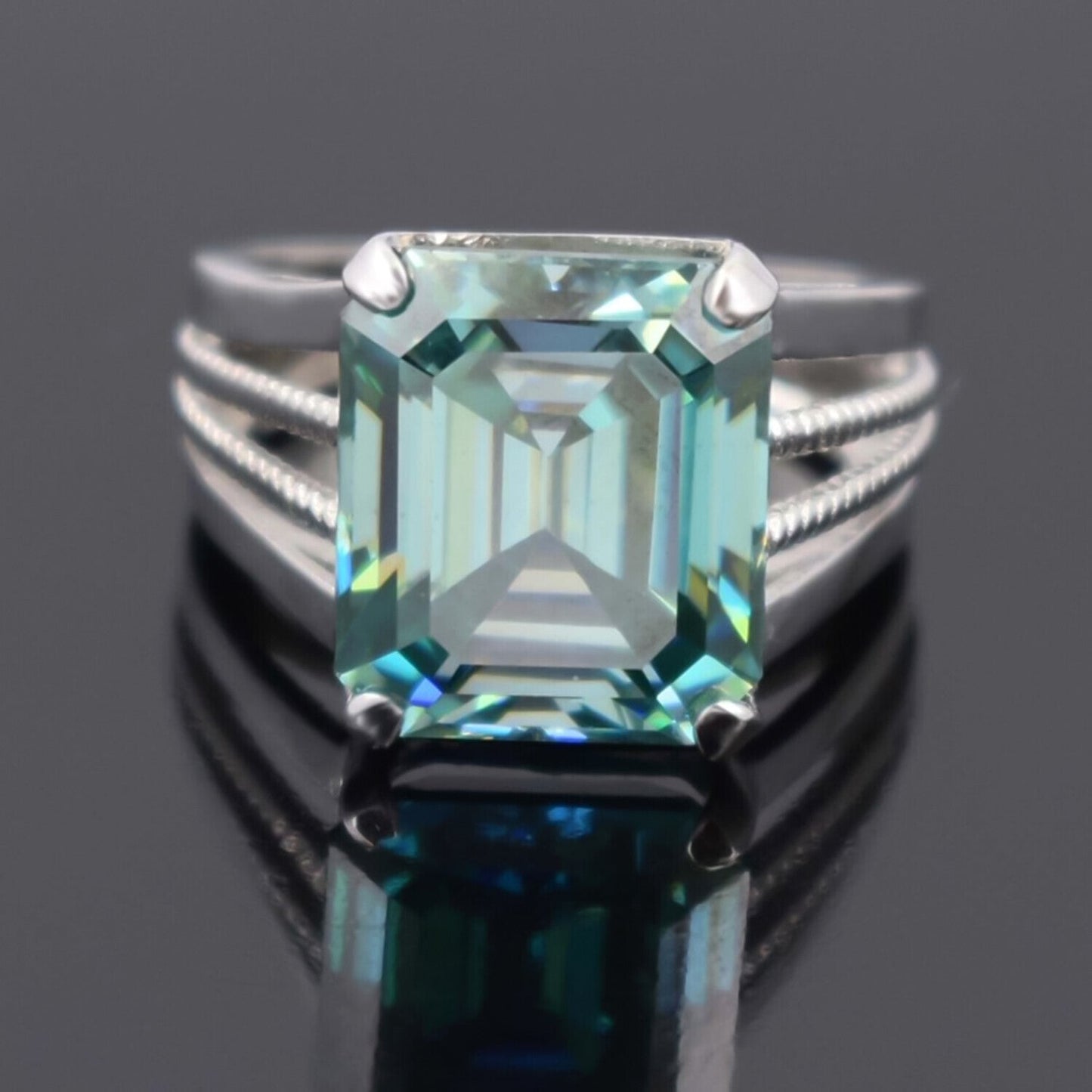 40.00 Ct Blue Moissanite Men’s Ring Huge Gift for 4th of July Event 18K Gold Plated