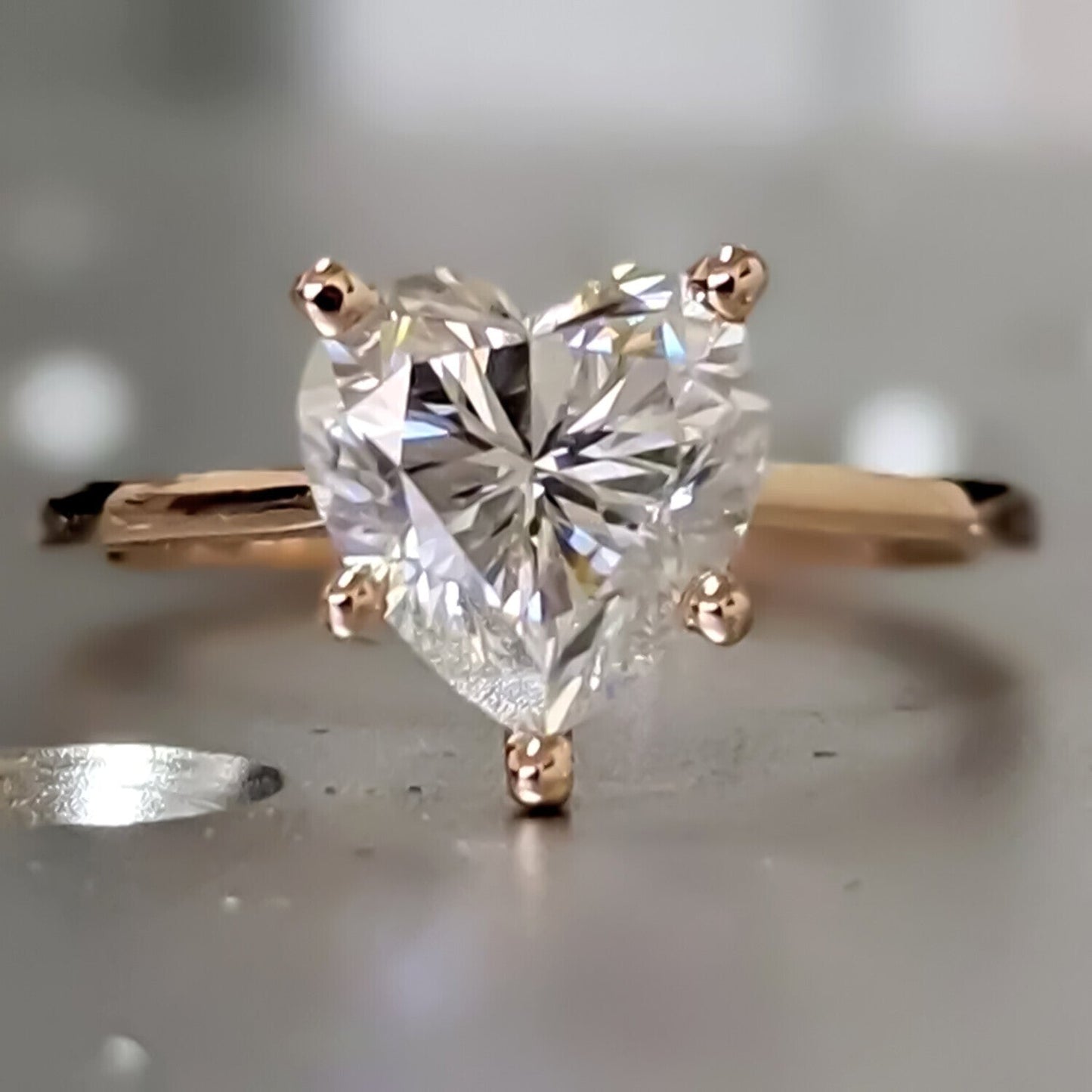 4.00 Ct Heart Cut White Moissanite Ring Romantic Gift for Her 18K Gold Plated Verme 18K Gold Plated