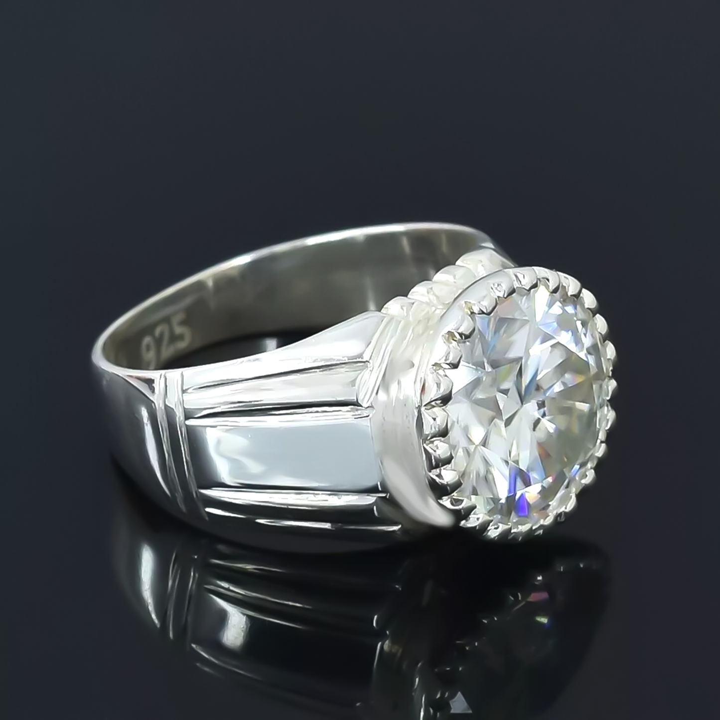 RARE 18.20 Ct Off White Treated Moissanite Solitaire Ring in – Gift 18K Gold Plated