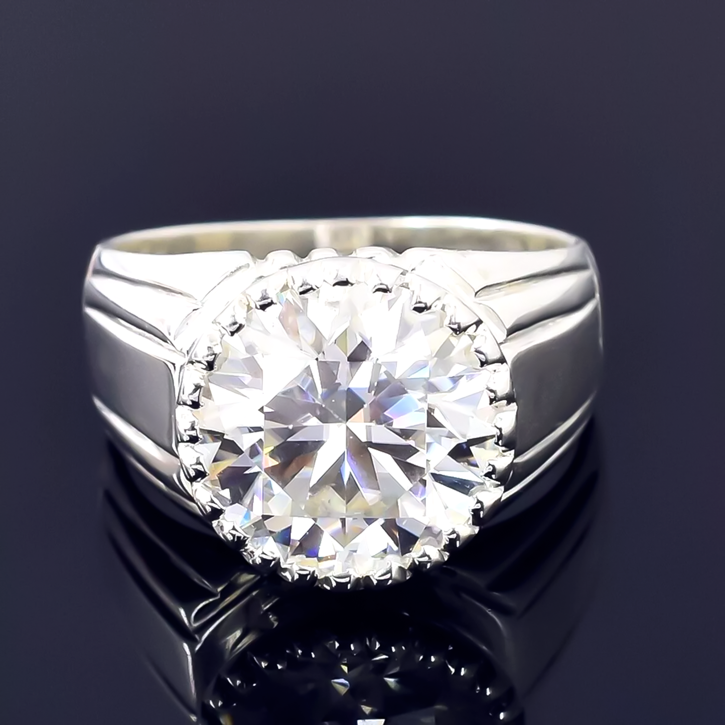 RARE 18.20 Ct Off White Treated Moissanite Solitaire Ring in – Gift 18K Gold Plated