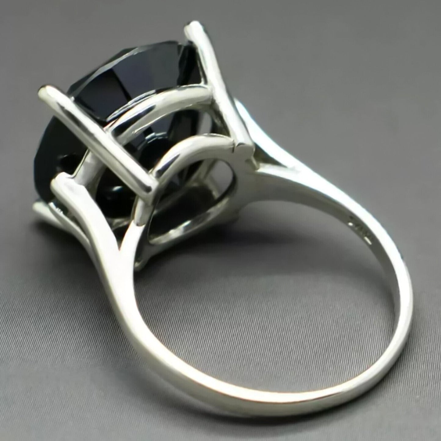 35.90 Ct Black Treated Moissanite Ring in White Gold Finish Cert 18K Gold Plated Ve 18K Gold Plated