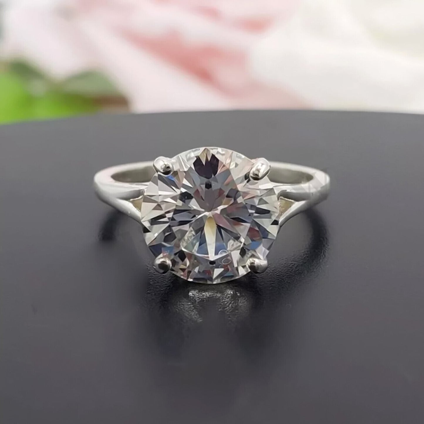 3.25 Ct Round Off White Moissanite Solitaire Ring in – Elegant Gift 18K Gold Plated