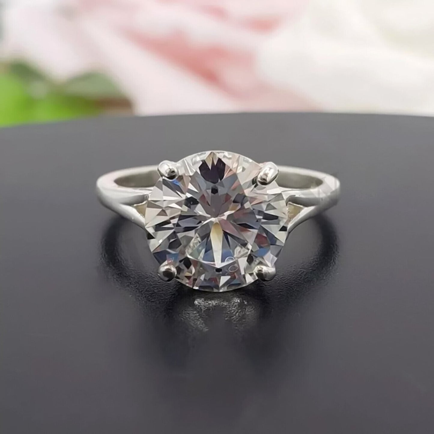 3.25 Ct Round Off White Moissanite Solitaire Ring in – Elegant Gift 18K Gold Plated
