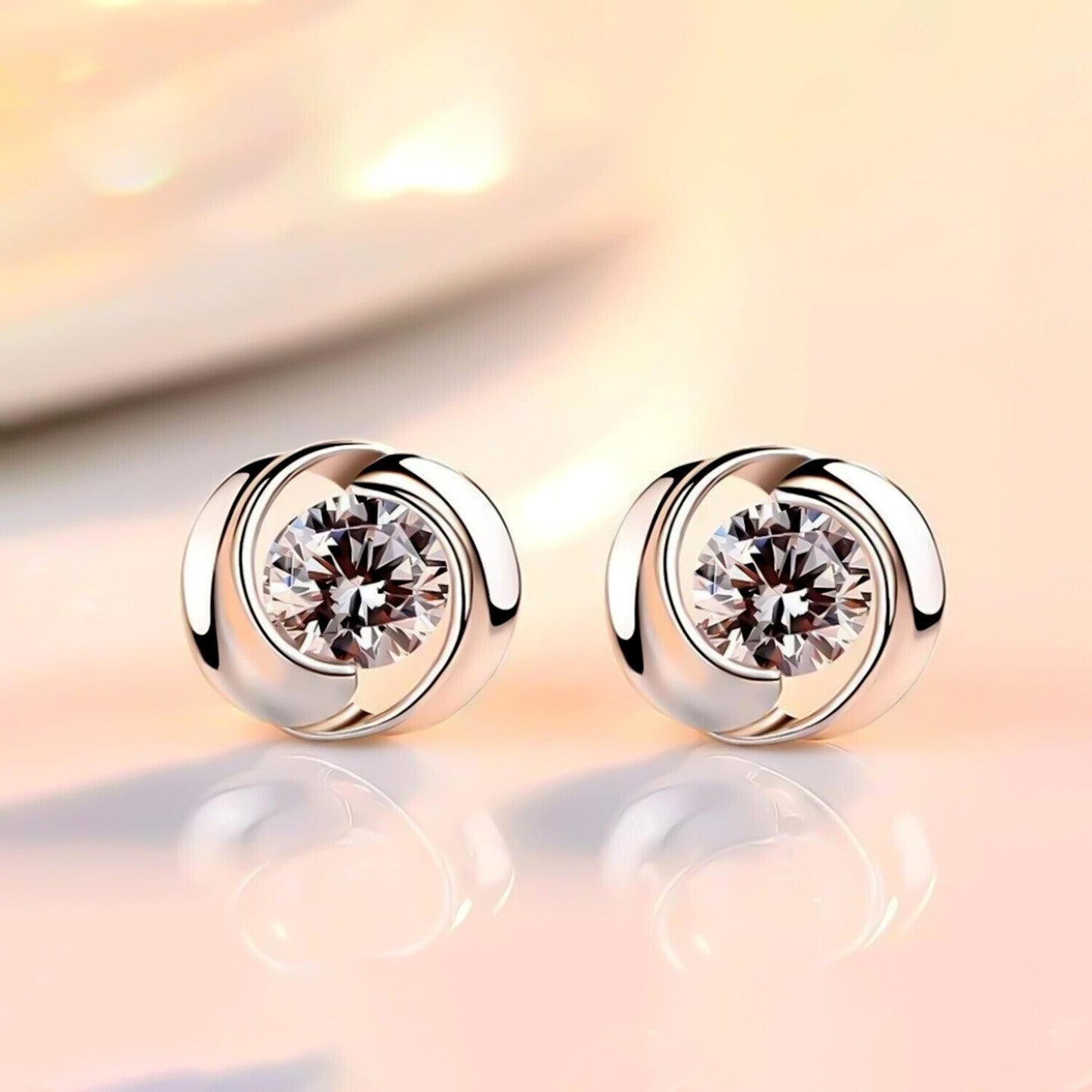 6.40 Ct Round White Moissanite Stud Earrings Gold Vermeil – Party Wear Gift - GEMHUB
