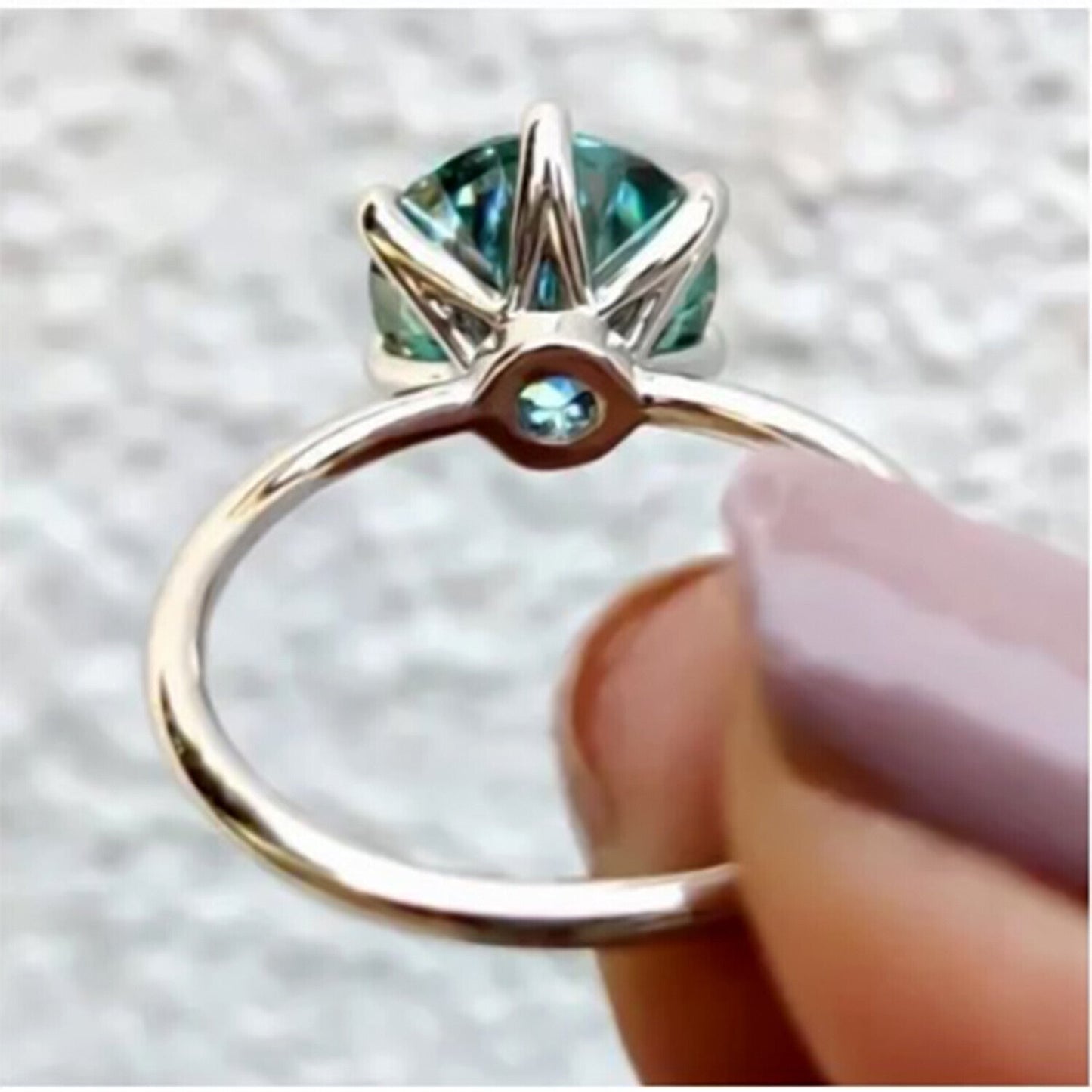 5.00 Ct Round Blue Moissanite Solitaire Ring in Certified Jewellery 18K Gold Plated V 18K Gold Plated