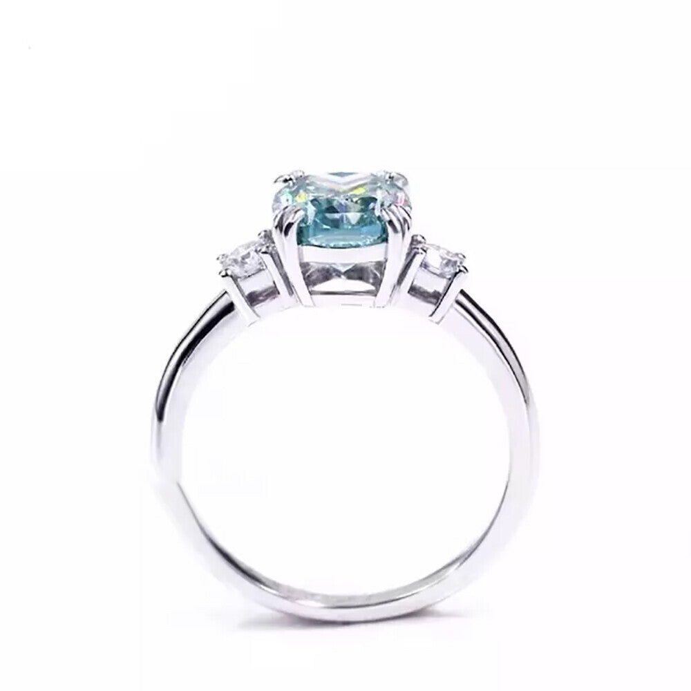 3.20 Ct Round Cut Blue Moissanite Solitaire Ring in Certified 18K Gold Plated Verme 18K Gold Plated