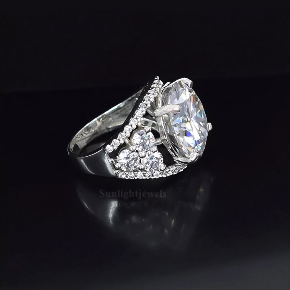 8.60 Ct White Brilliant Cut Moissanite Solitaire Ring Women 18K Gold Plated
