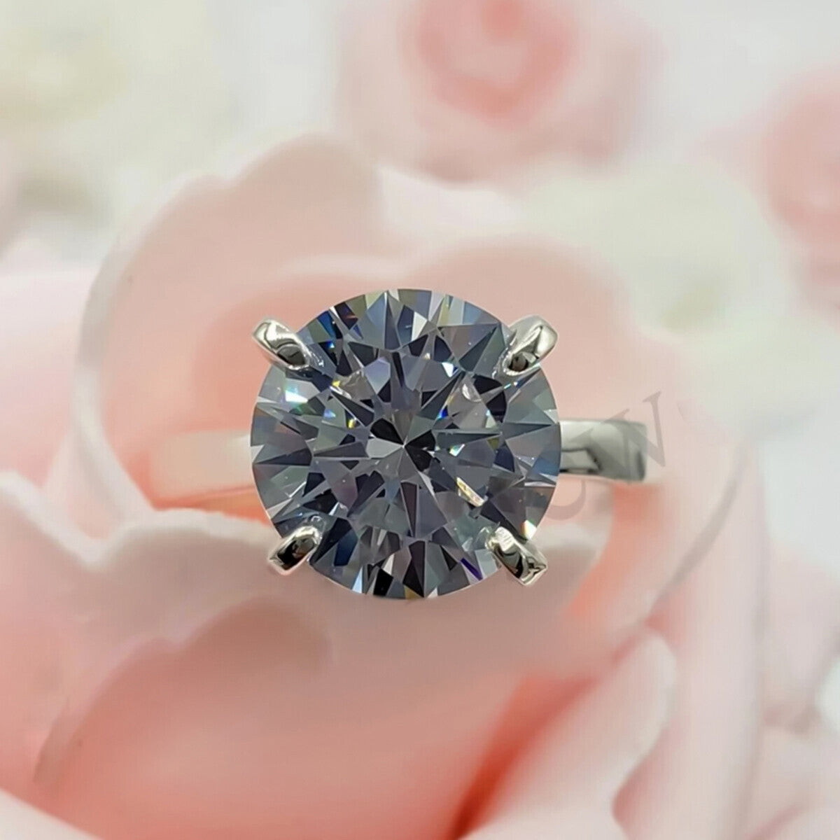 2.90 Ct Certified Round Cut F VS1 White Moissanite Ring In For Love 18K Gold Plated