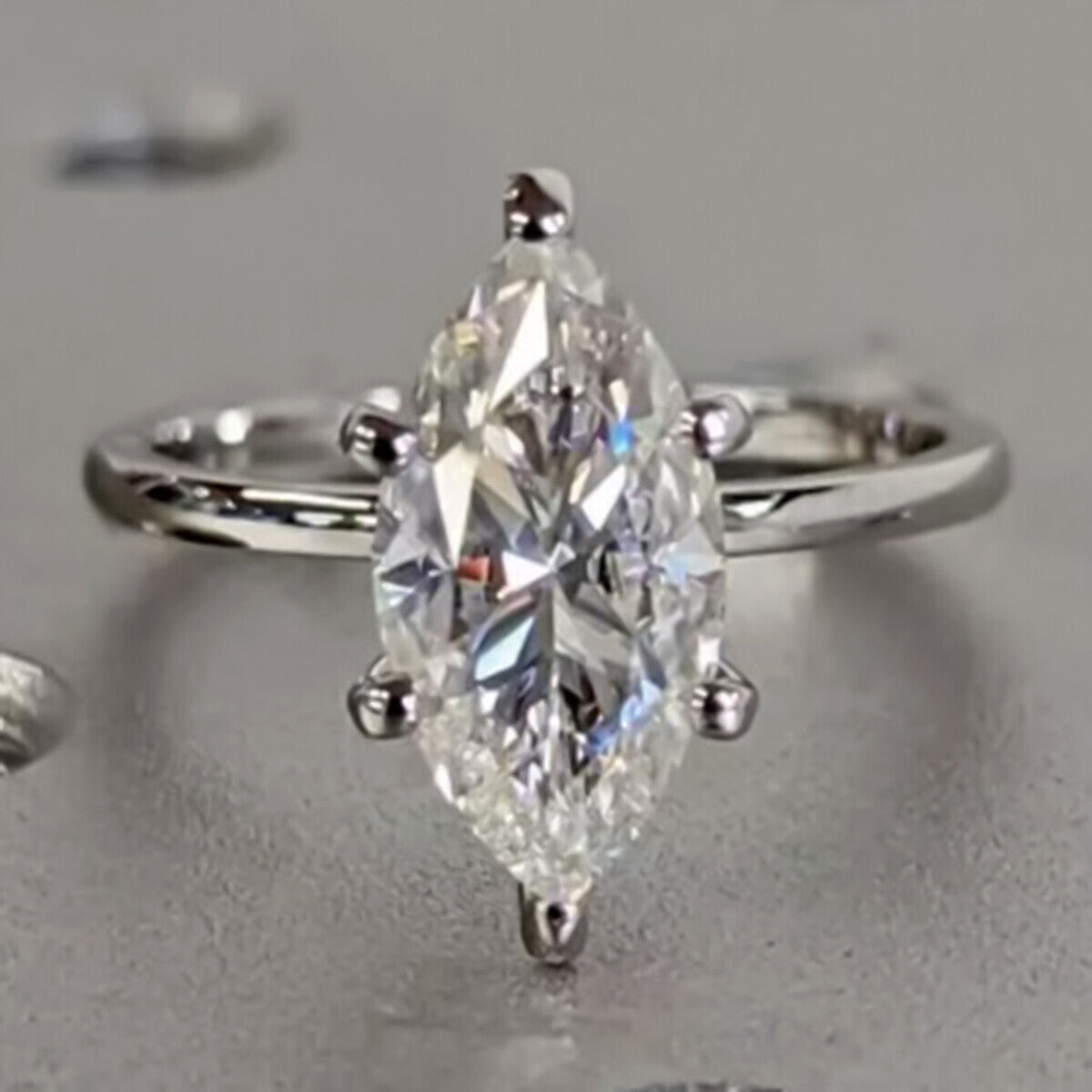 16.50 Ct EGL Certified Marquise Cut White Moissanite Ring 18K Gold Plated