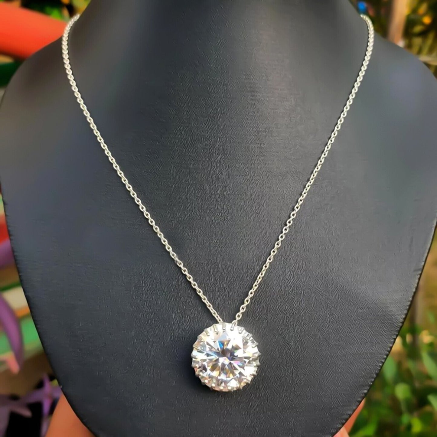 16 Ct Certified F VS1 Moissanite Pendant in Gold Vermeil –Jewellery for Women - View 2 - GEMHUB