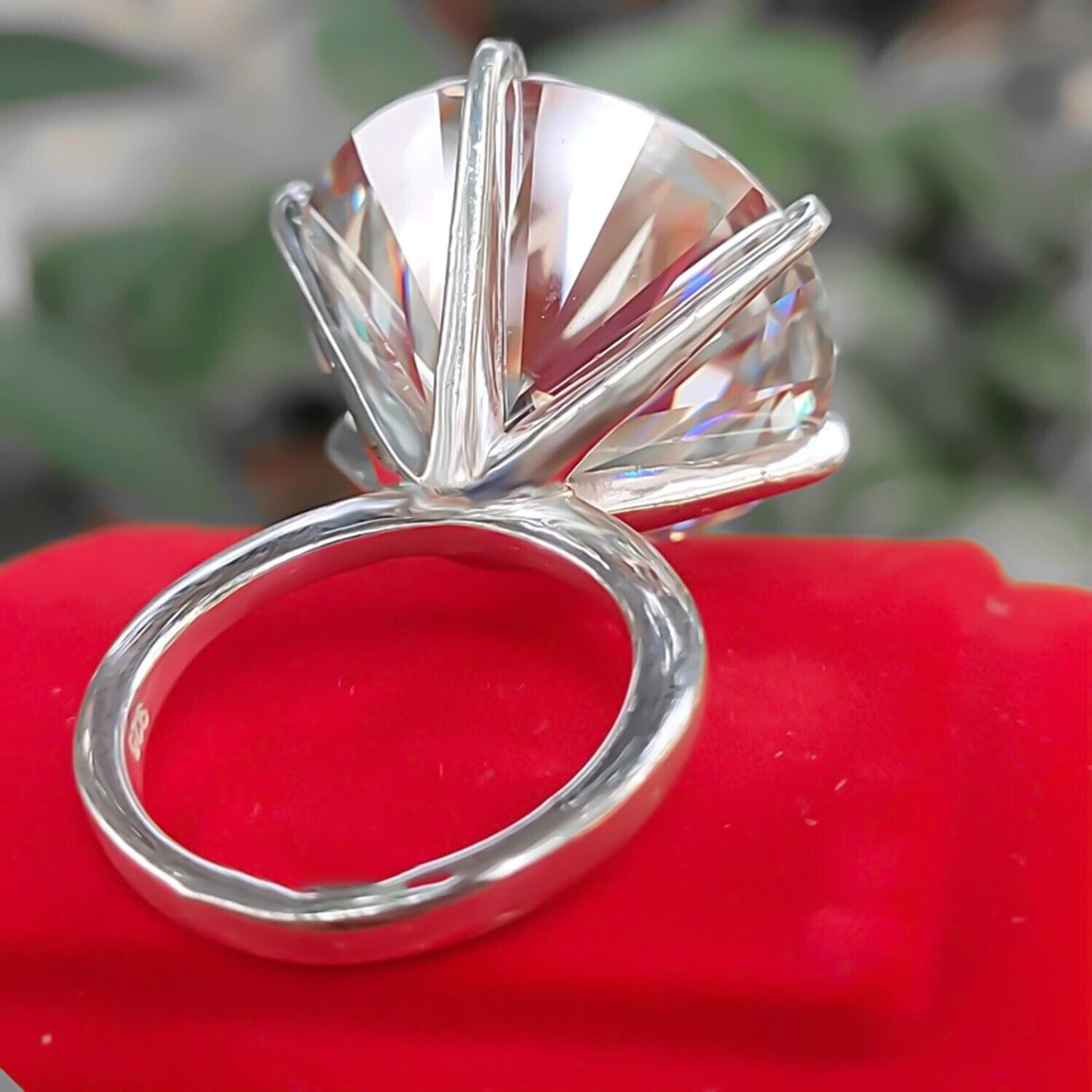 38.00 Ct Certified White Moissanite Solitaire Ring – Statement Piece for Wedding 18 18K Gold Plated
