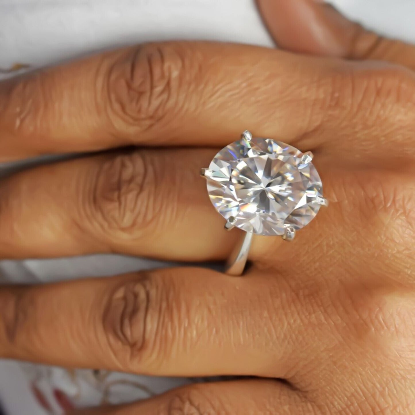 9.75 Ct Certified White Moissanite Solitaire Ring – Romantic Gift for Spouse 18K Go 18K Gold Plated