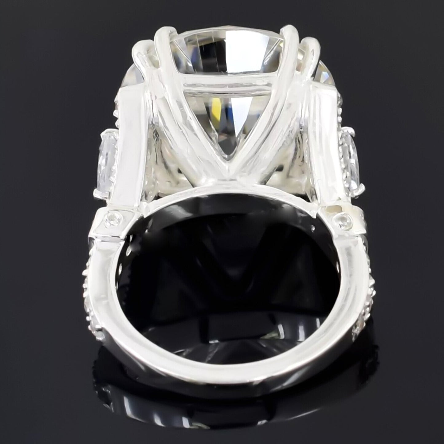 18.85 Ct Certified White Moissanite Solitaire Ring – Glamorous Bridal Jewellery 18K G 18K Gold Plated