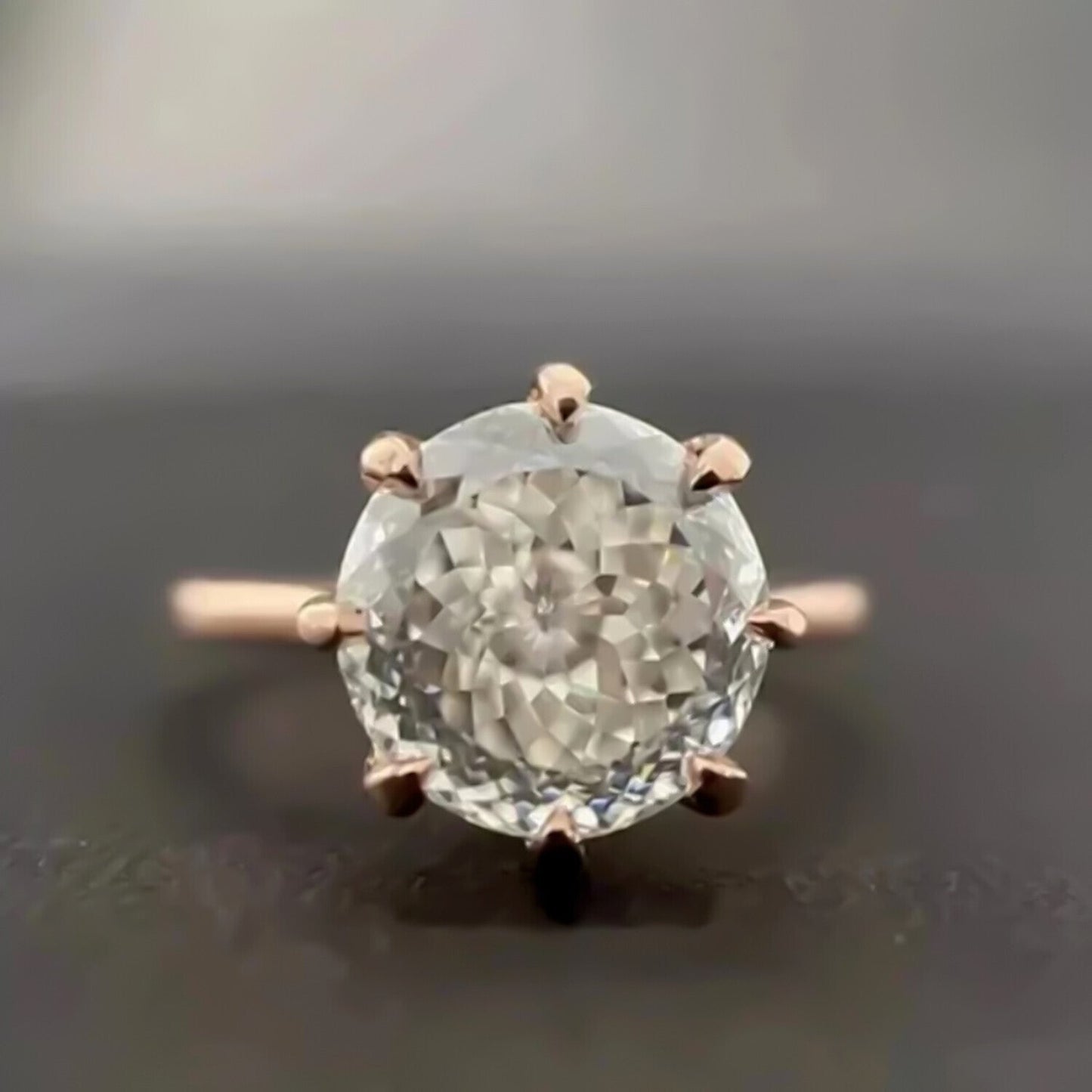 3.25 Ct Portuguese Cut White Moissanite Solitaire Ring – Xmas Gift 18K Gold Plated 18K Gold Plated