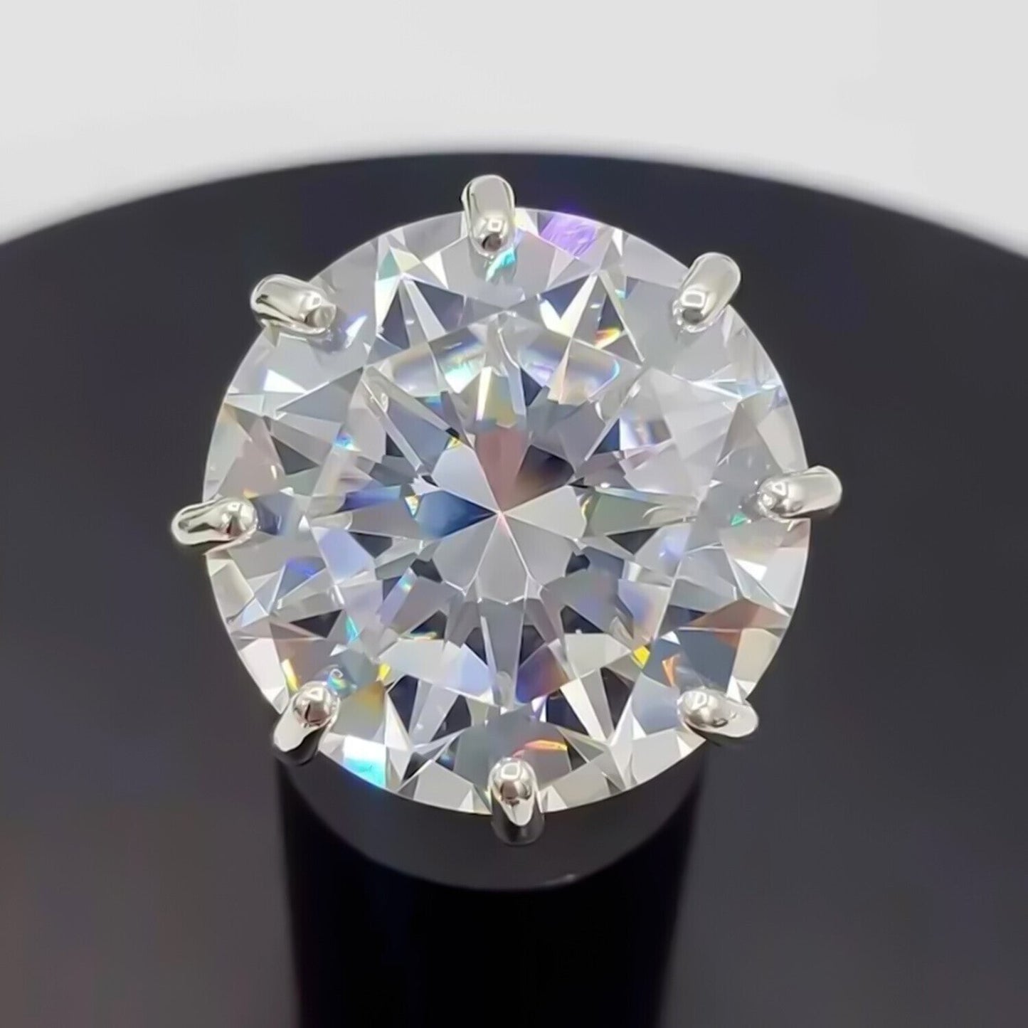 20.50 Ct Certified White Moissanite Solitaire Ring – New Year Gift 18K Gold Plated 18K Gold Plated