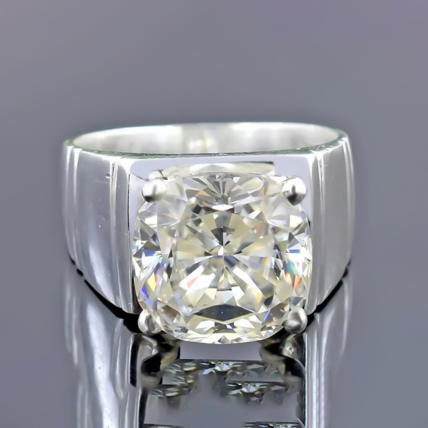 9.25 Ct White Moissanite Men's Solitaire Ring – Christmas Gift 18K Gold Plated Verm 18K Gold Plated