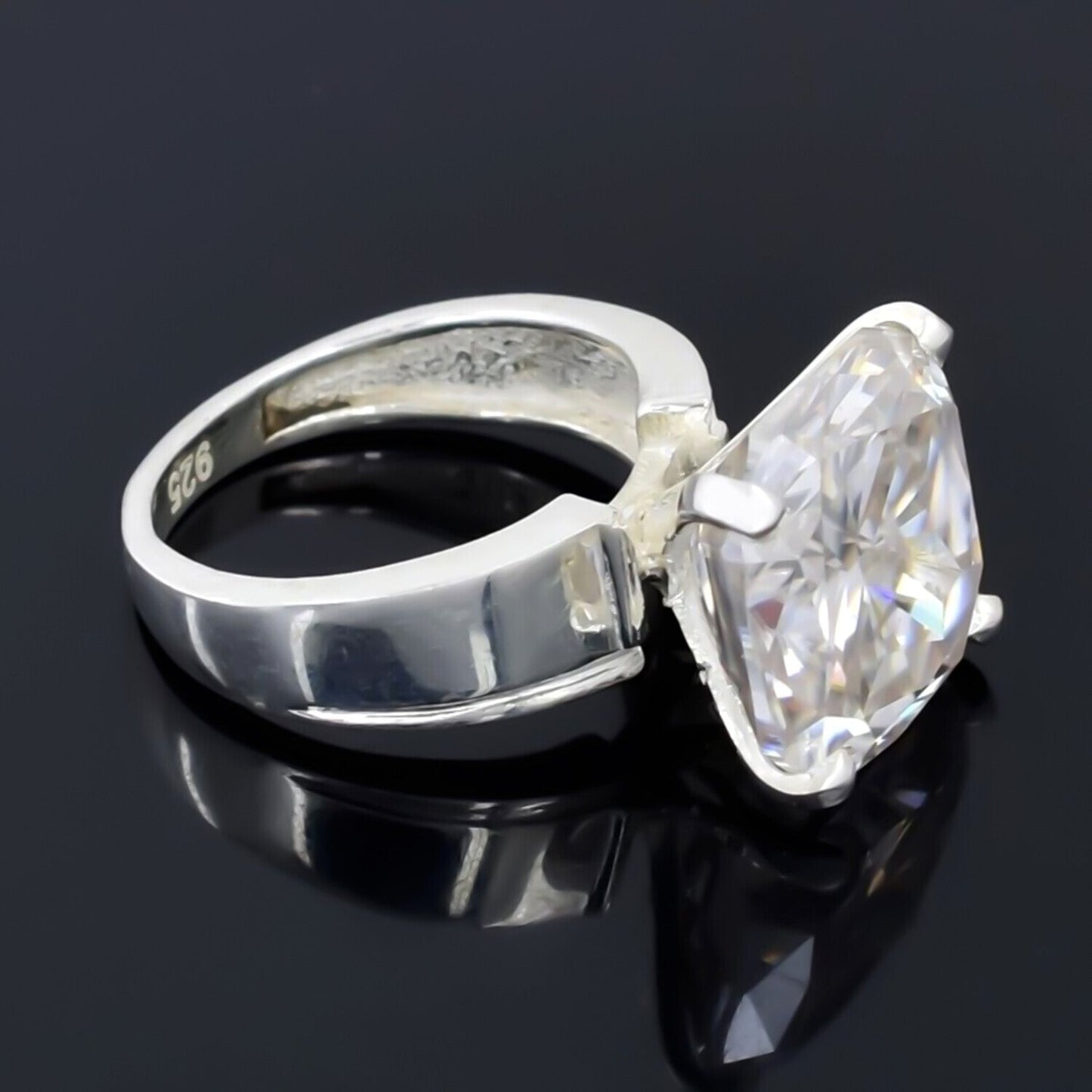 4.35 Ct Certified White Moissanite Ring in – Anniversary Gift for Wife 18K Gold Pla 18K Gold Plated
