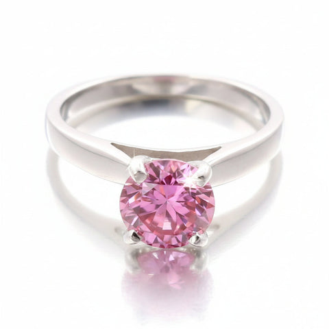 1.00 Ct Certified Pink Moissanite Ring – Birthday Gift for Her in 18K Gold Plated V 18K Gold Plated
