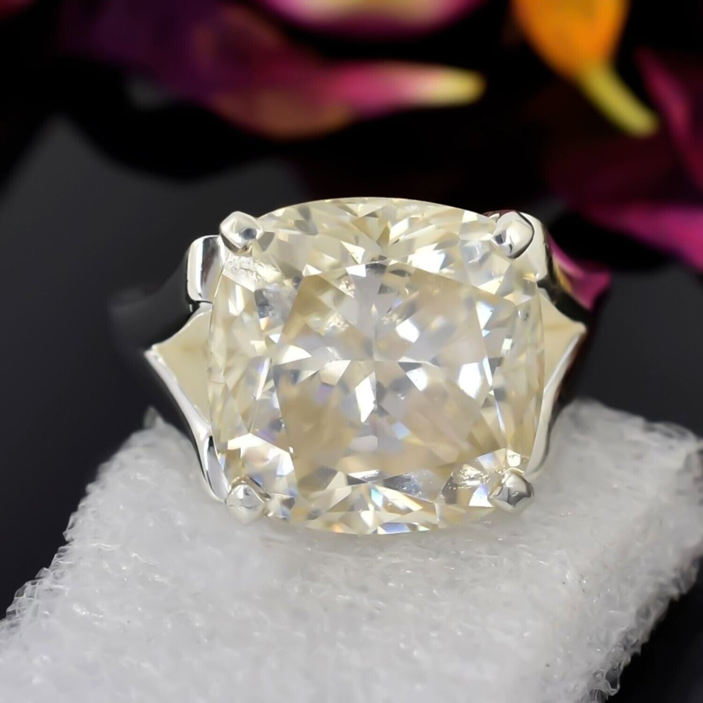 9.30 Ct Certified White Moissanite Ring in – Luxury Gift for Women 18K Gold Plated 18K Gold Plated