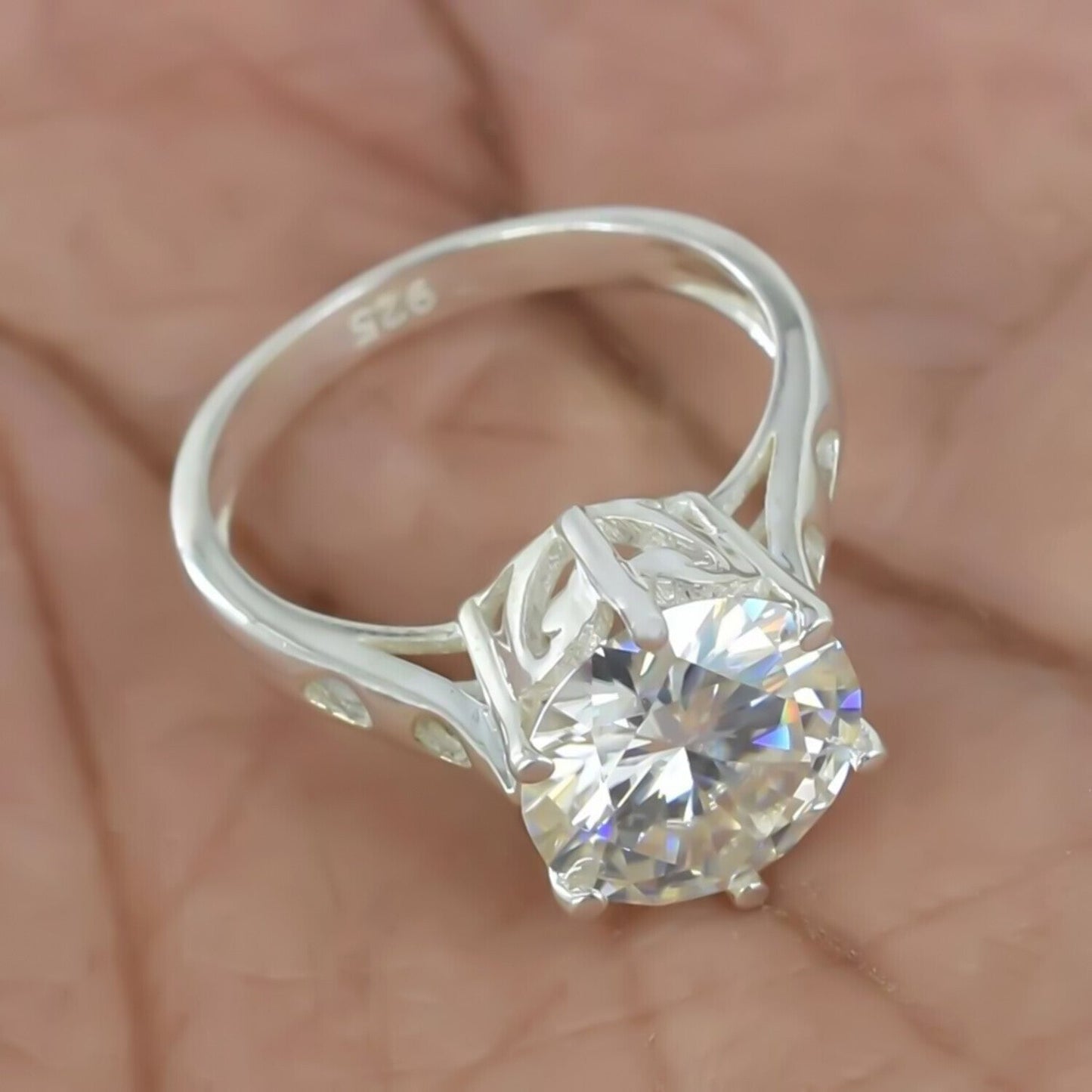 3.65 Ct Certified White Moissanite Ring in – Christmas Gift Jewellery 18K Gold Plated