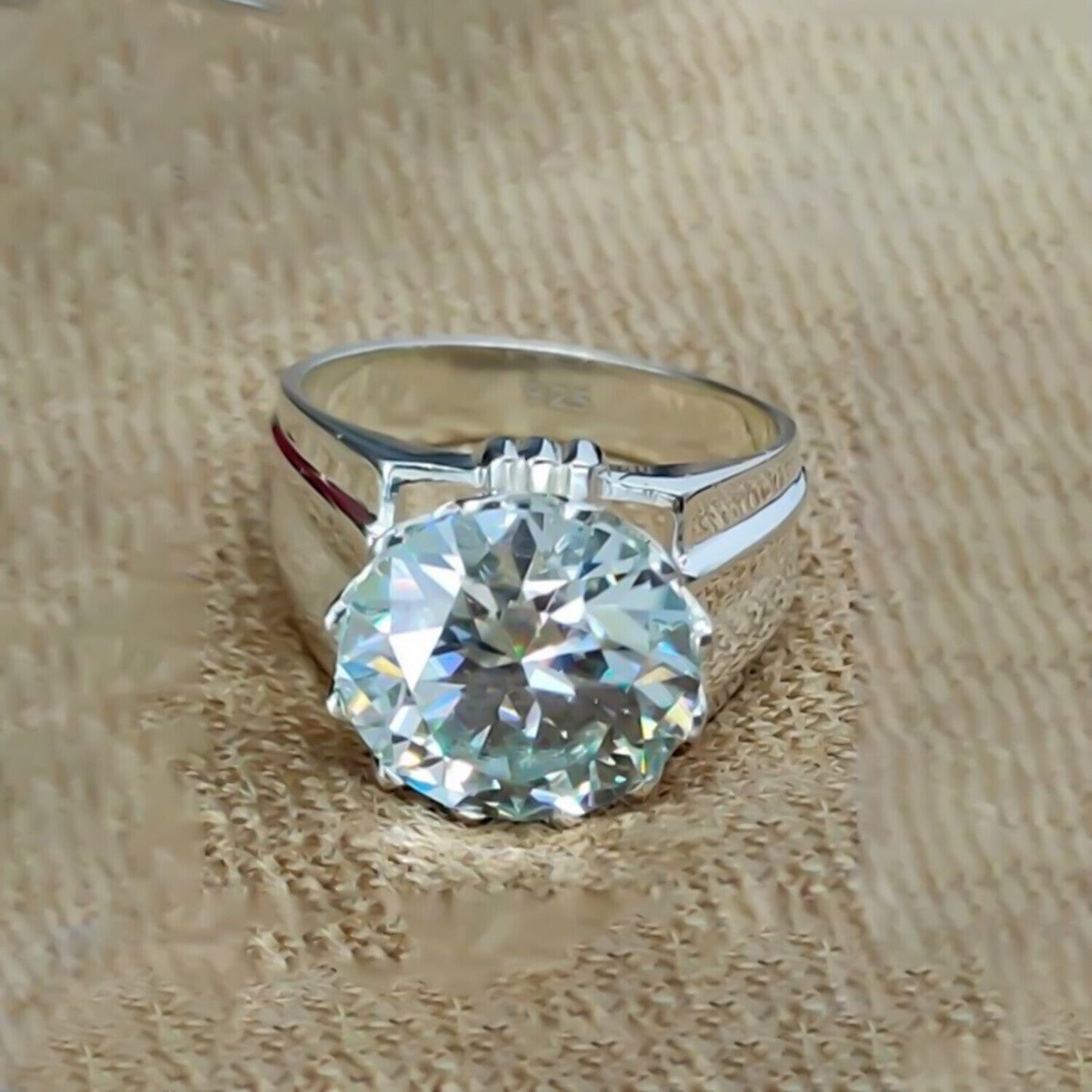 6.65 Ct Certified White Moissanite Ring – Anniversary Jewellery in 18K Gold Plated Ve 18K Gold Plated
