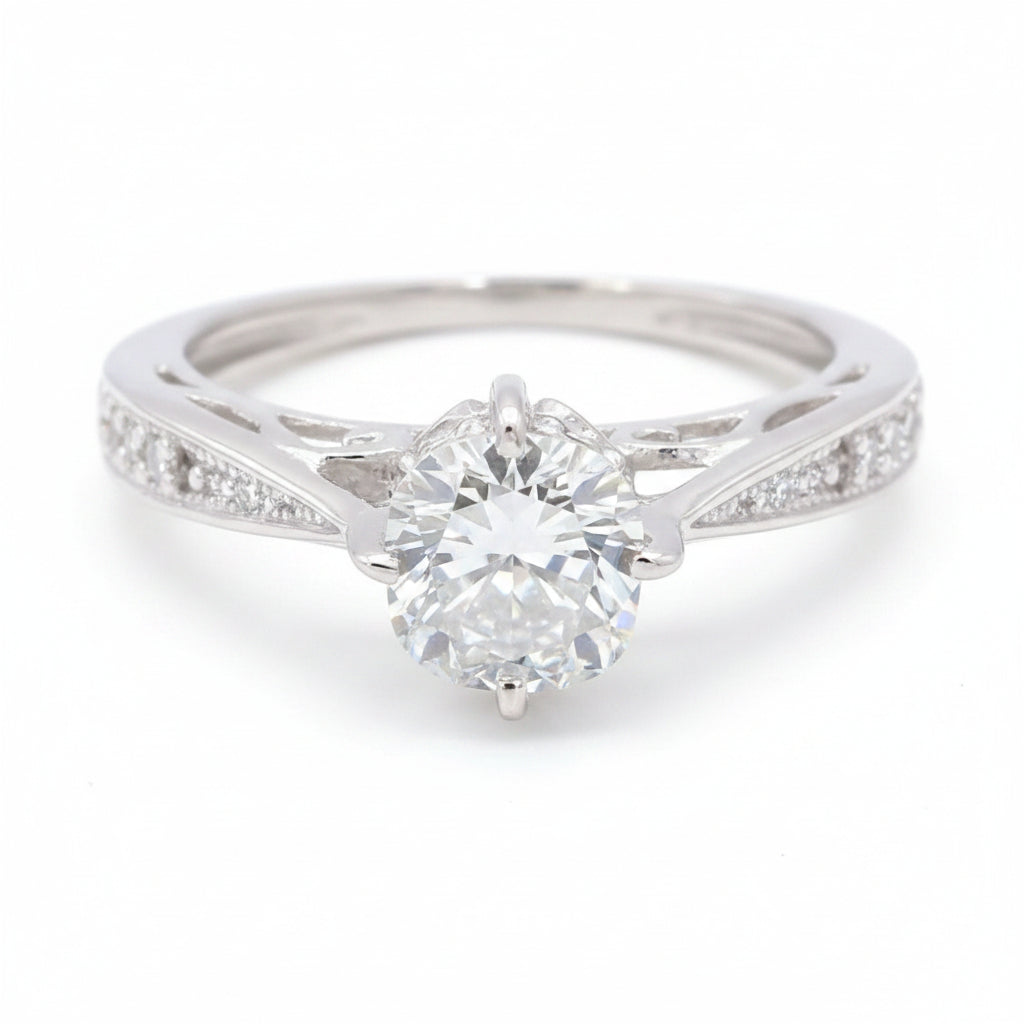 1.45 Ct Certified White Moissanite Ring – Birthday Gift for Her in 18K Gold Plated 18K Gold Plated