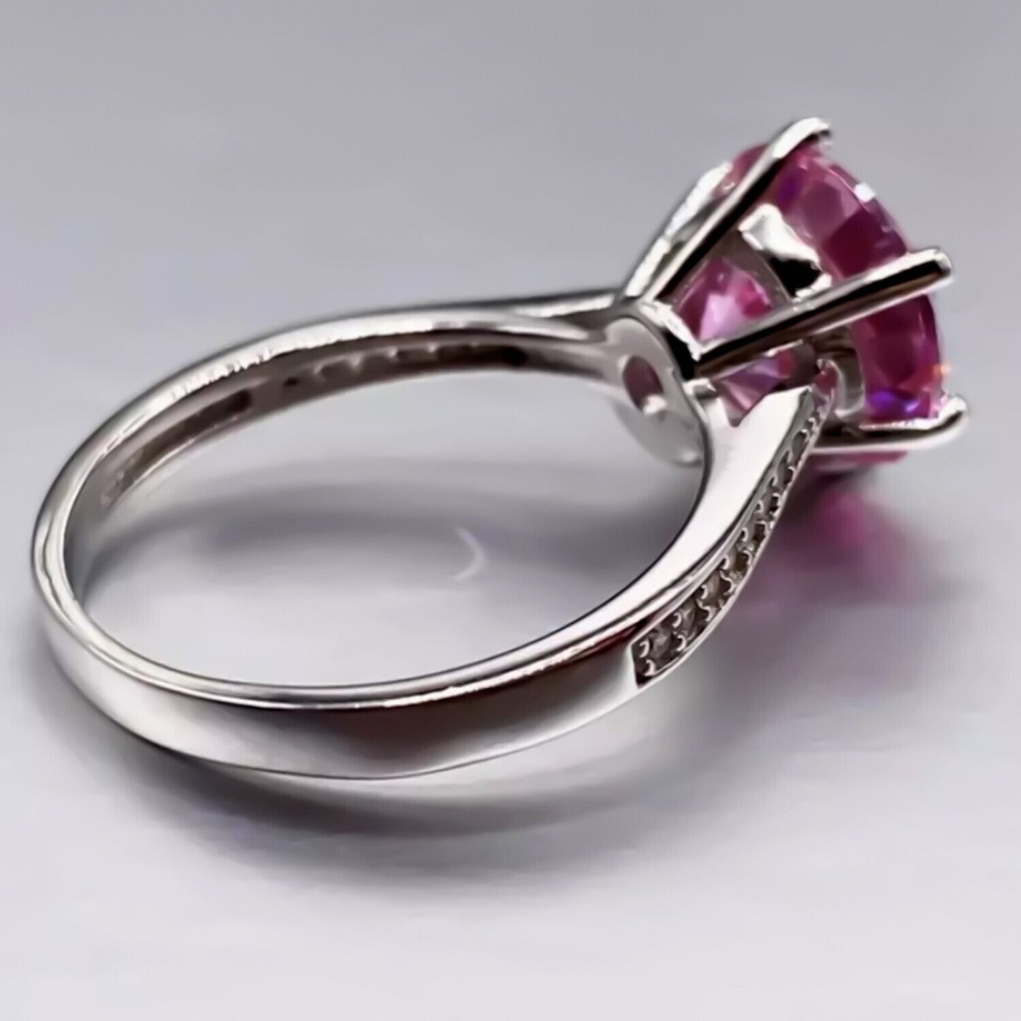 1.50 Ct Certified Pink Moissanite Ring – Engagement Jewellery in 18K Gold Plated Verm 18K Gold Plated
