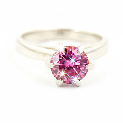 2.50 Ct Certified Pink Moissanite Engagement Ring – Gift for Her in 18K Gold Plated