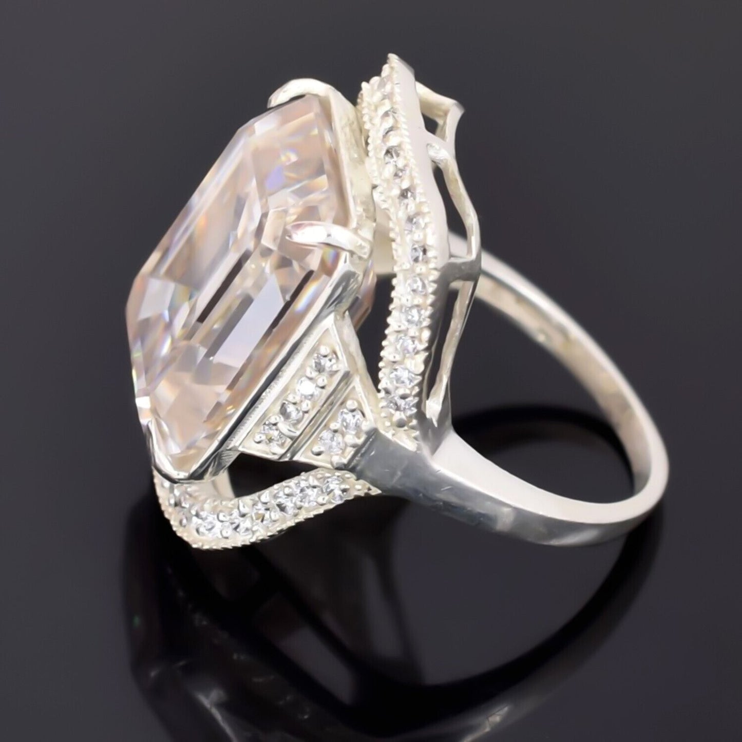Certified Natural 5.75 Ct Moissanite Solitaire Ring in Gift 18K Gold Plated