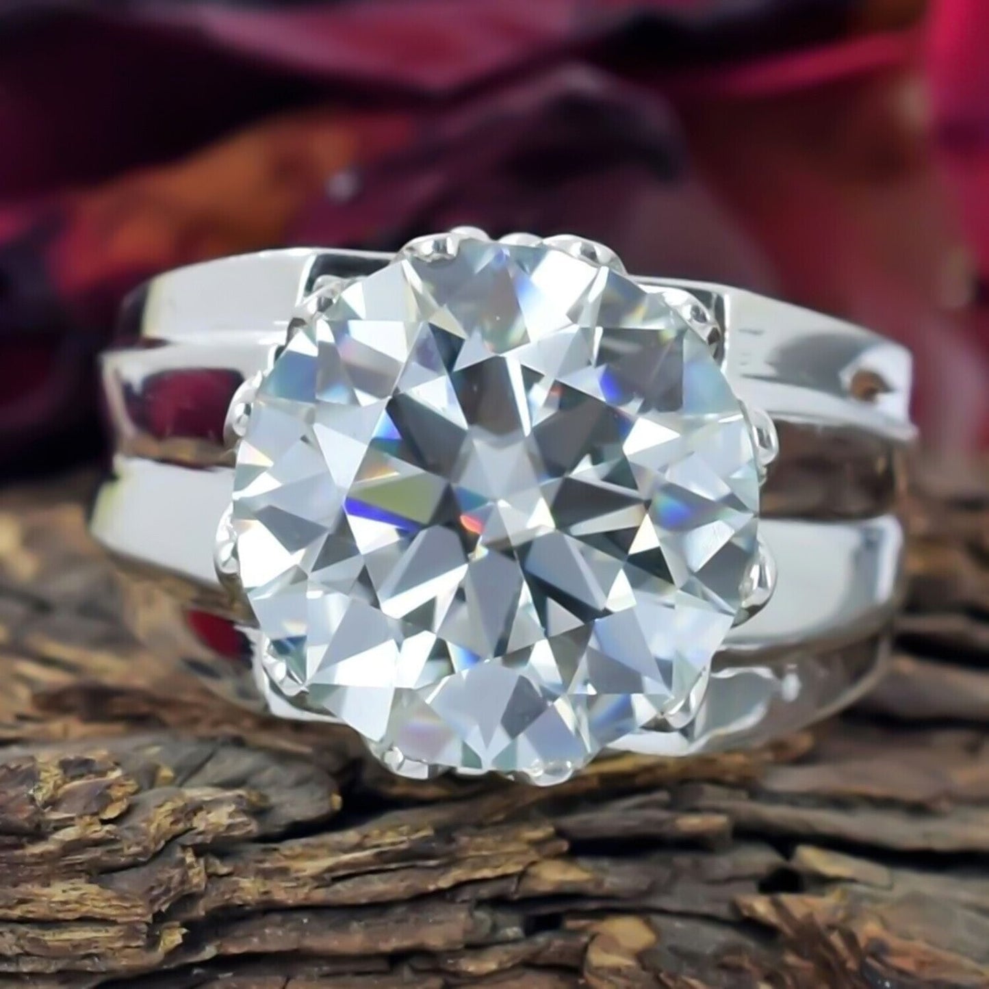 Certified Natural 3.65 Ct Moissanite Solitaire Ring in Jewellery Gift 18K Gold Plated