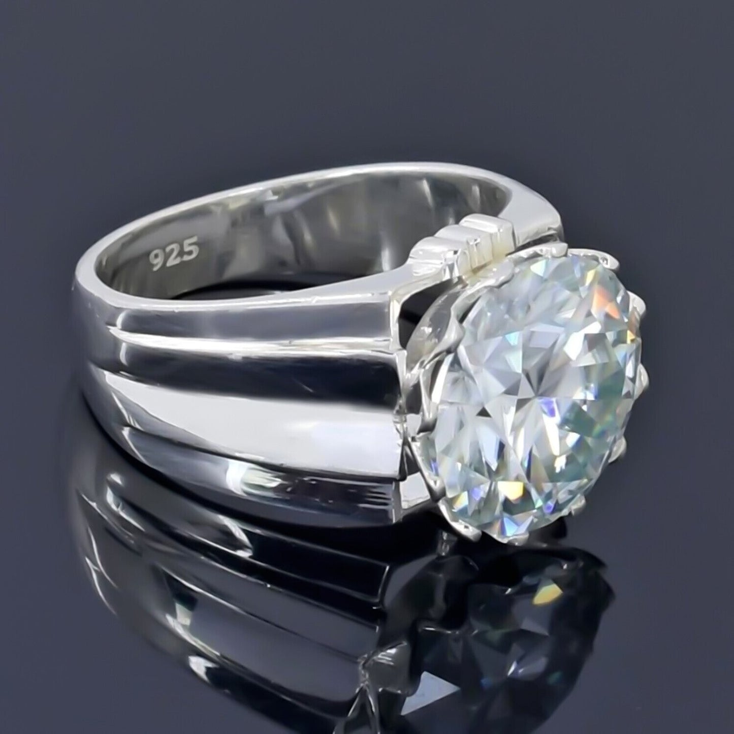 Certified Natural 3.65 Ct Moissanite Solitaire Ring in Jewellery Gift 18K Gold Plated