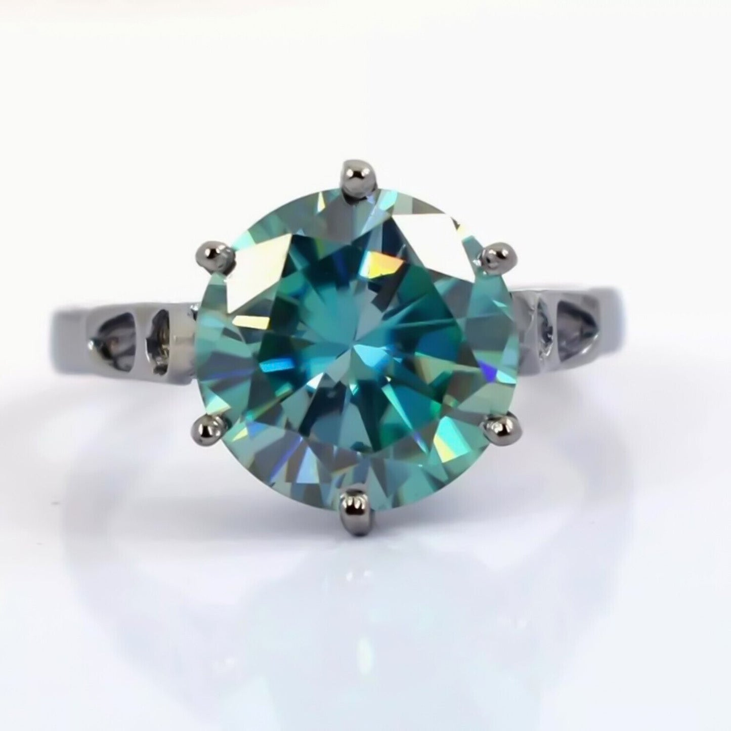 Certified Natural 7.25 Ct Blue Moissanite Solitaire Ring in for Love 18K Gold Plate 18K Gold Plated