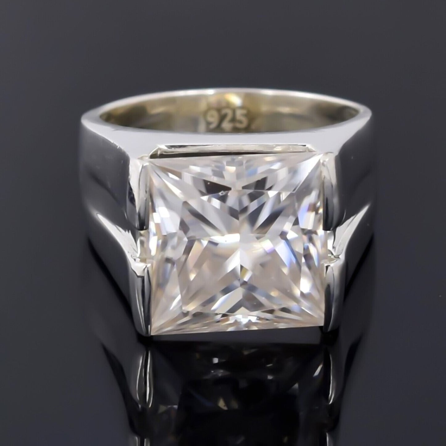 Certified Natural 5.40 Ct Princess Cut Moissanite Ring in 18K Gold Plated